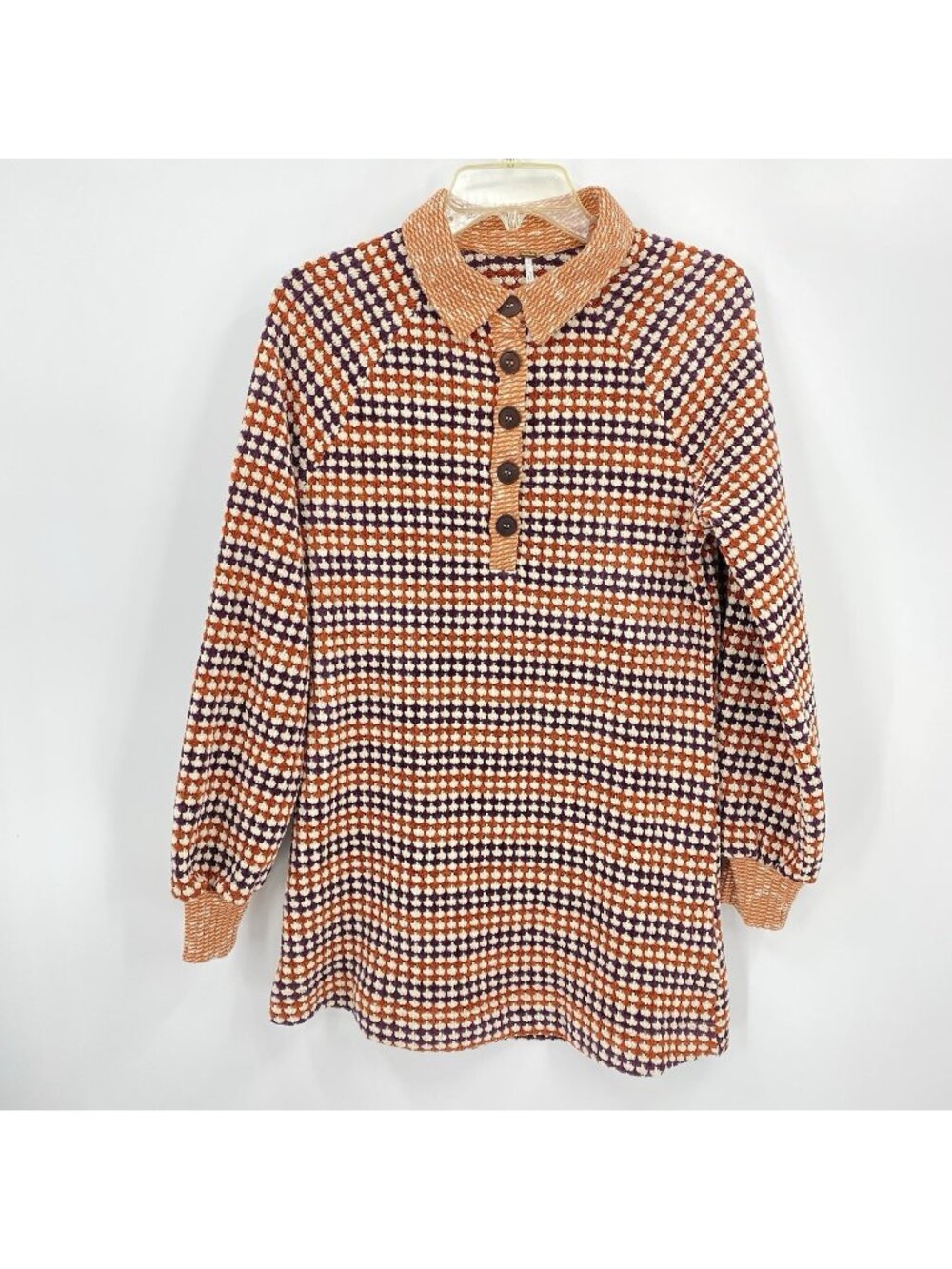 Free People Maggie Mini Dress Orange Purple Chenille Knit Retro 70s Womens S